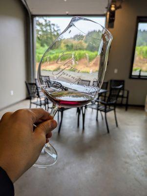 Wine tasting inside Oliver Springs' building.