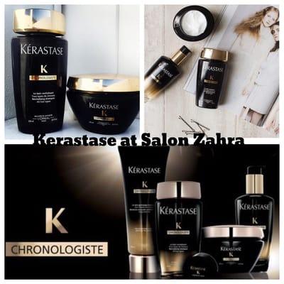 at http://salonzahra.com/appointments/

Salon Zahra is proud to use quality products from Kérastase, Moroccanoil and Wella Professionals.