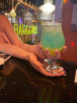 Blue lagoon soju cocktail