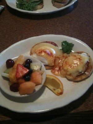 Eggs Benny n Fruit Cup.