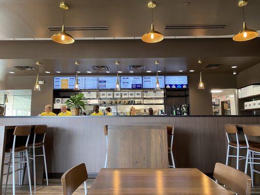 Seating room view of order counter