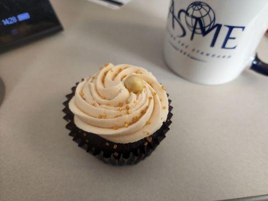 Salted caramel cupcake. Nice sweet caramel center.