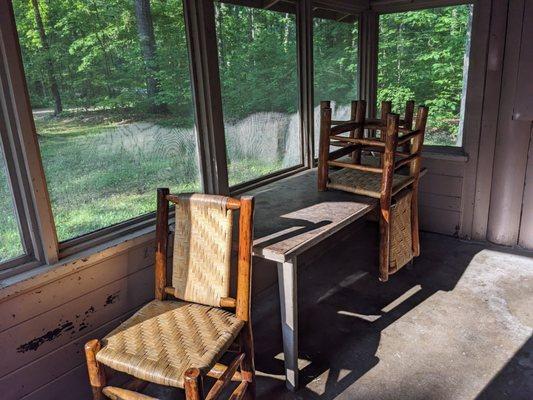 Patio view of one of the cabins.