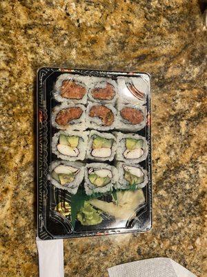 Spicy Crunchy Tuna Roll and California Roll