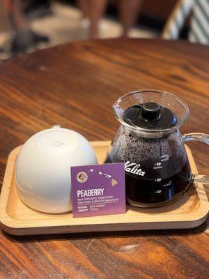 Pour over Peaberry coffee