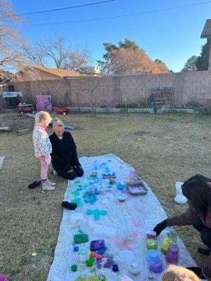 Ice castle day. My girl loved building ice castles with Ms. Stephanie.