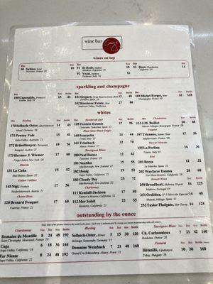 Wine menu, side 2 (August 2024)