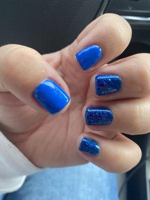 Blue gel manicure