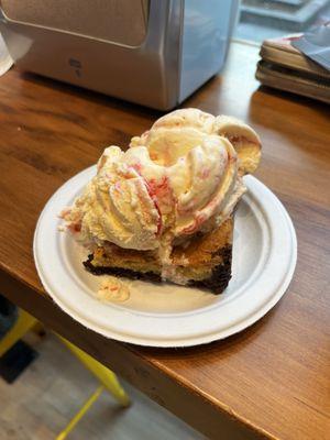 Brookie with Strawberry Cheesecake Ice Cream