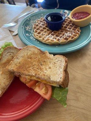 Breakfast Sandwich and Belgien Waffel