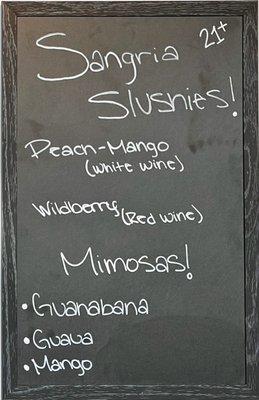 Featured sangria slushies and mimosas