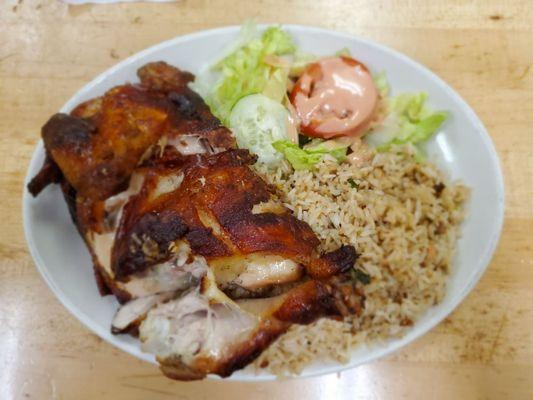 #1 - 1/2 chicken with roast pork fried rice and salad