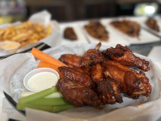 Sweet and Spicy wings. Yum!