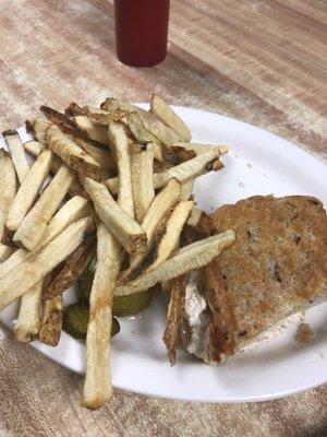 This was my daughter's hefty portion of french fries and half of her tuna sandwich.