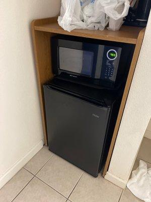 Microwave and fridge