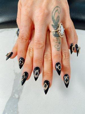 Nails with gems for Halloween