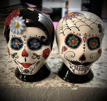 Sugar skull salt & pepper shakers