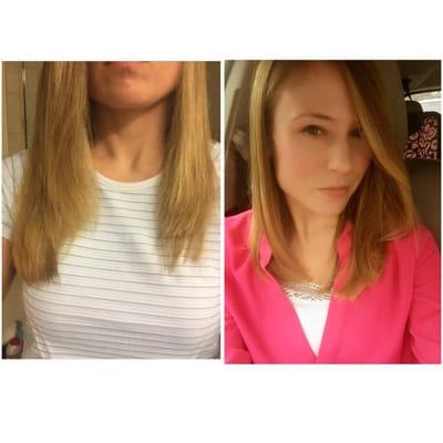 Before and after.  Laura (cut) and Ashley (color) fixed a serious mess!