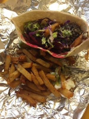 Falafel sandwich with fries!