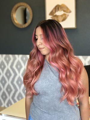 Coral Pink Balayage