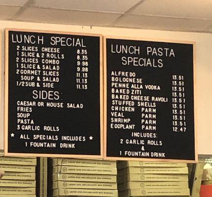 Menu - lunch specials