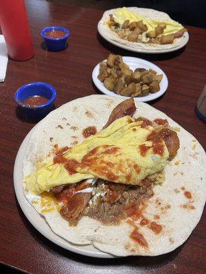 Deluxe Breakfast Burrito and Home Fries