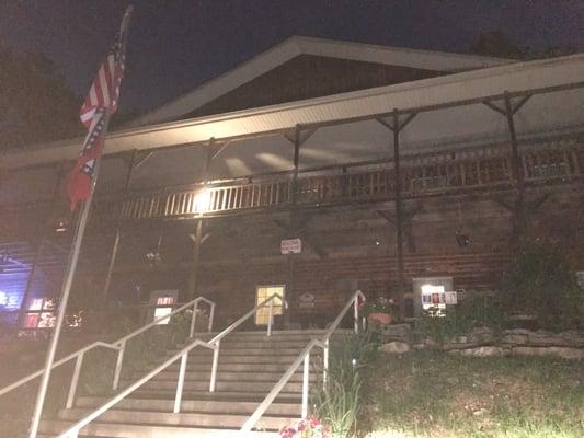 The restaurant at night.