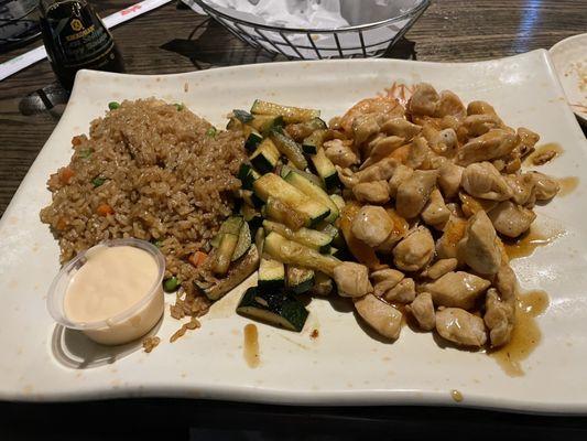 Hibachi platter - chicken and shrimp, fried rice