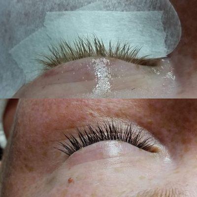 Lash tinting from natural red to classic black.