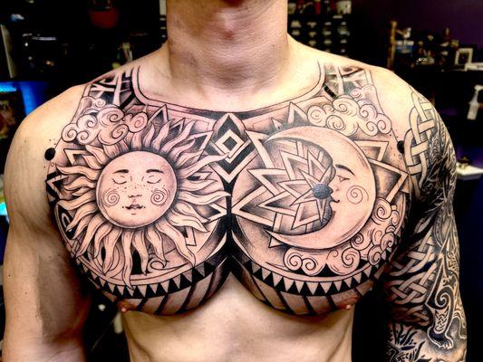 Sun and the moon, chest piece