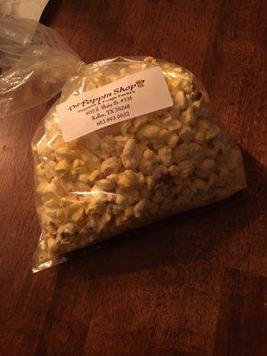 Proof of purchase of my bag of kernels.