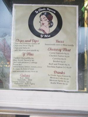 The menu