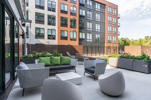 One of three outdoor patios.