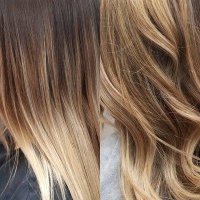 Before and after Balayage by Teresa