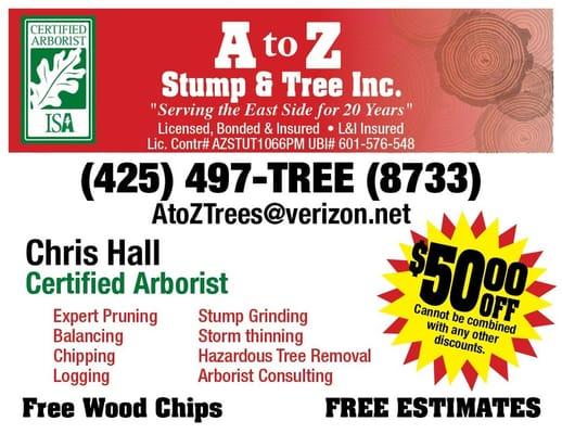 Coupon for Tree or Stump Grinding