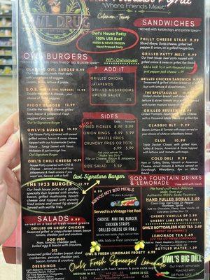 UPDATED menu