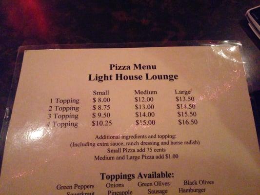 Great pizza and a great value on drinks. Nice incognito bar.