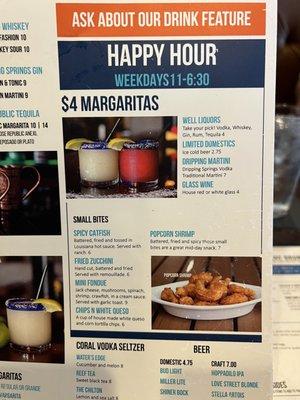 Happy hour menu