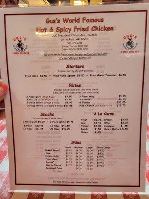 The menu