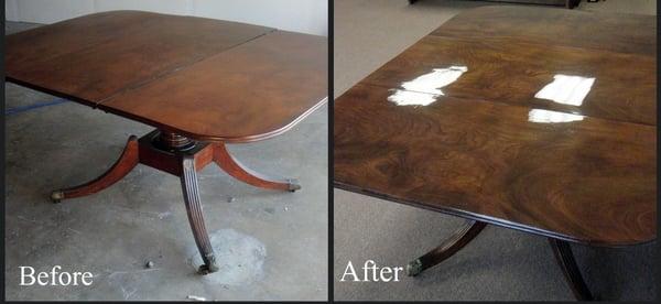 Dining table before & after