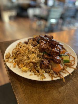 Tofu Dinner with Fried Brown Rice - Asked for no butter but forgot to ask for no egg.