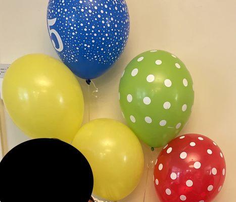 5 basic balloons for $7.06. Not cheap