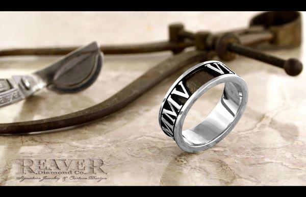 'The Roman Numeral (wedding date) Gent's Wedding Band'