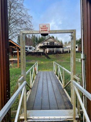 This is the view when leaving the Marina and entering the tent area. The Airbnb can be seen through the door frame.