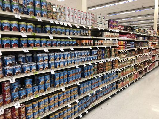 Cans lined up beautifully