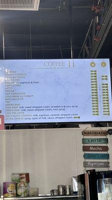 Coffee menu - 11/24/24