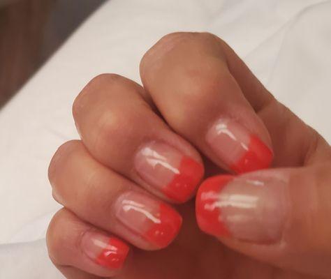 French with coral tips.