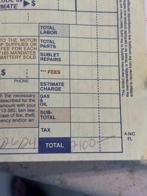 Atlantic transmission bill #2 for Conductor Plate (total of $6700 Paid to Mark at Atlantic transmission)