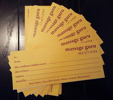 Get your holiday gift certificates with Massage Guru! Best price on the island!