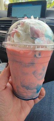 Small cotton candy milkshake